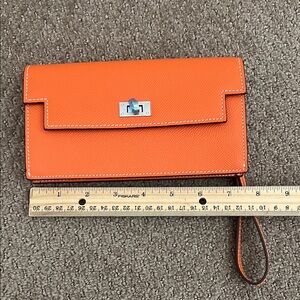 Orange Leather Clutch/Wallet